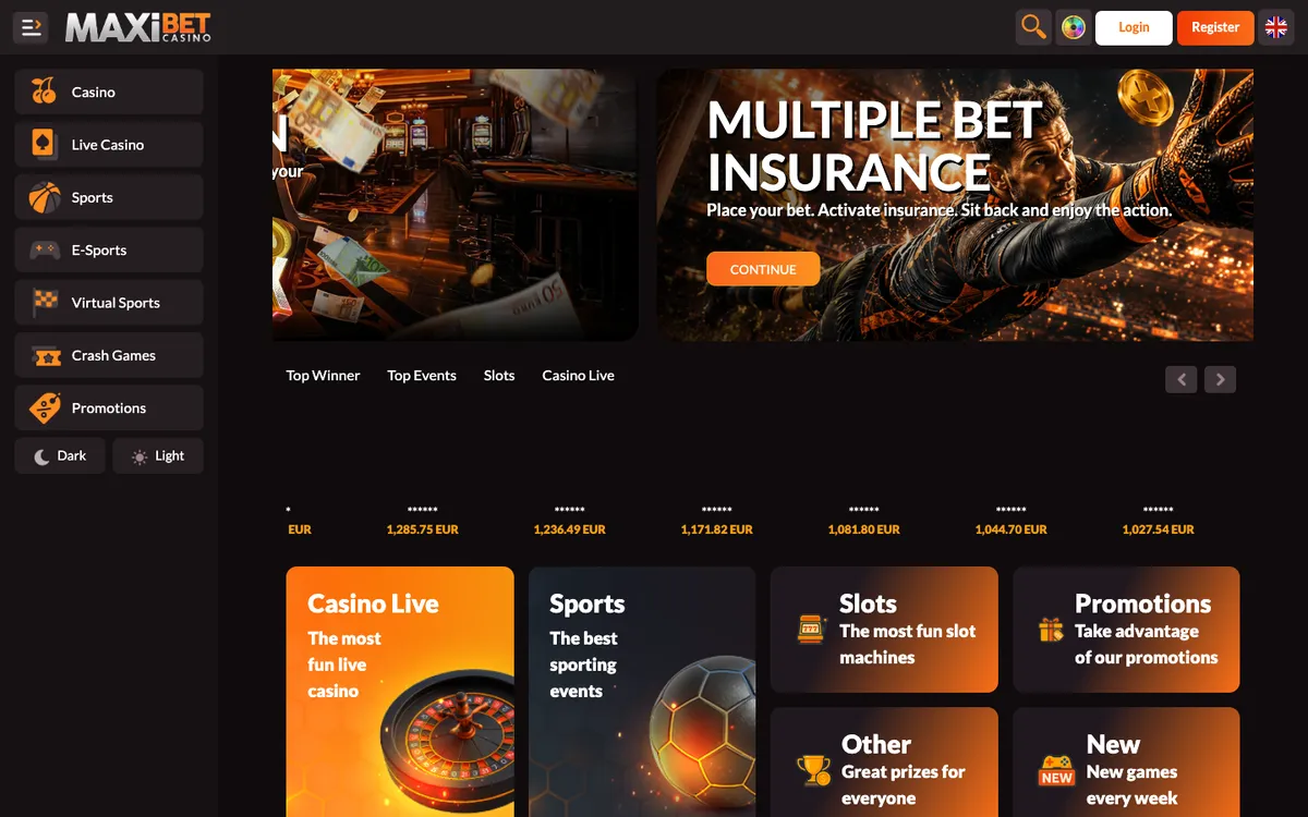 Maxibet Casino — Home page, captured from Nigeria