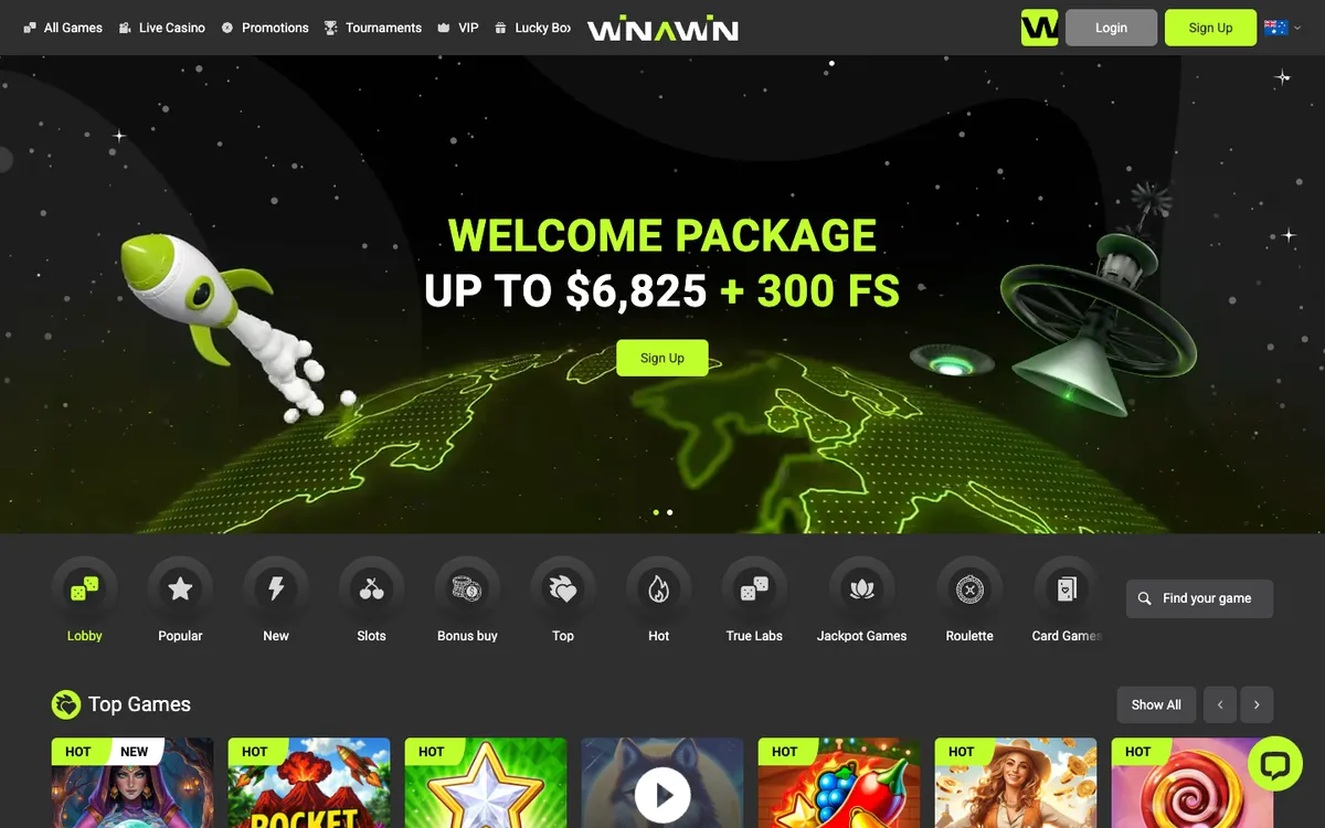 Winawin Casino — «Главная», снято из страны Австралия