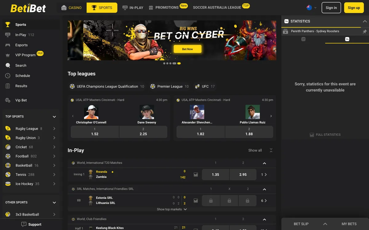 BETiBET Casino — Home page, captured from New Zealand