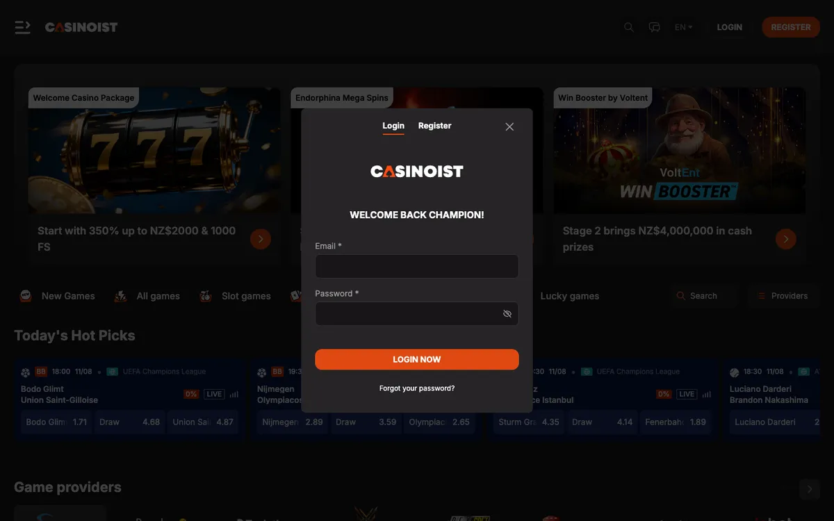 Casinoist Casino — Sign-up, captured from New Zealand