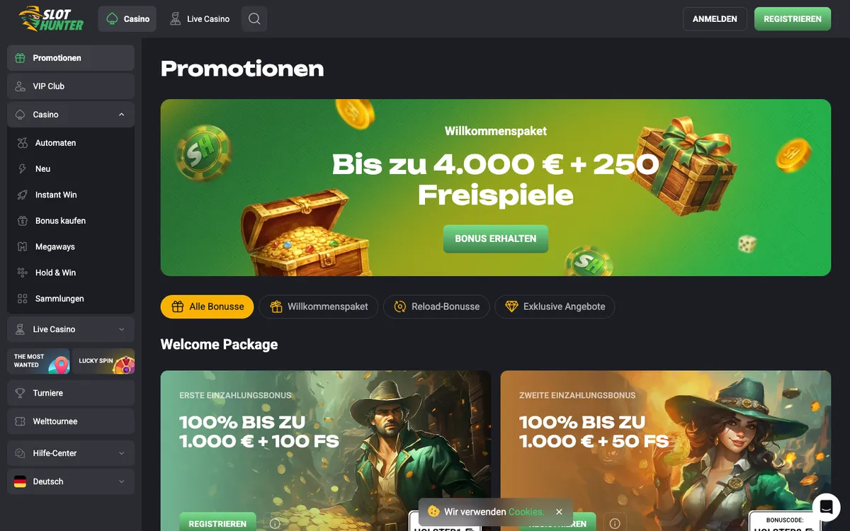 Slot Hunter Casino — Promotions, captured from Austria