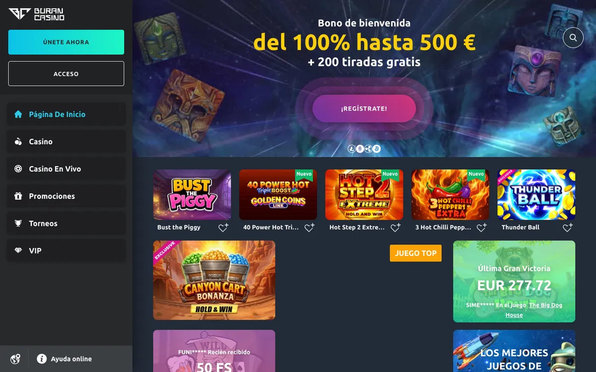 BuranCasino — Home page, captured from Mexico