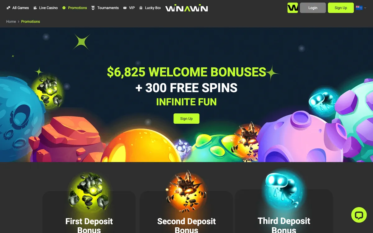 Winawin Casino — «Акции», снято из страны Новая Зеландия