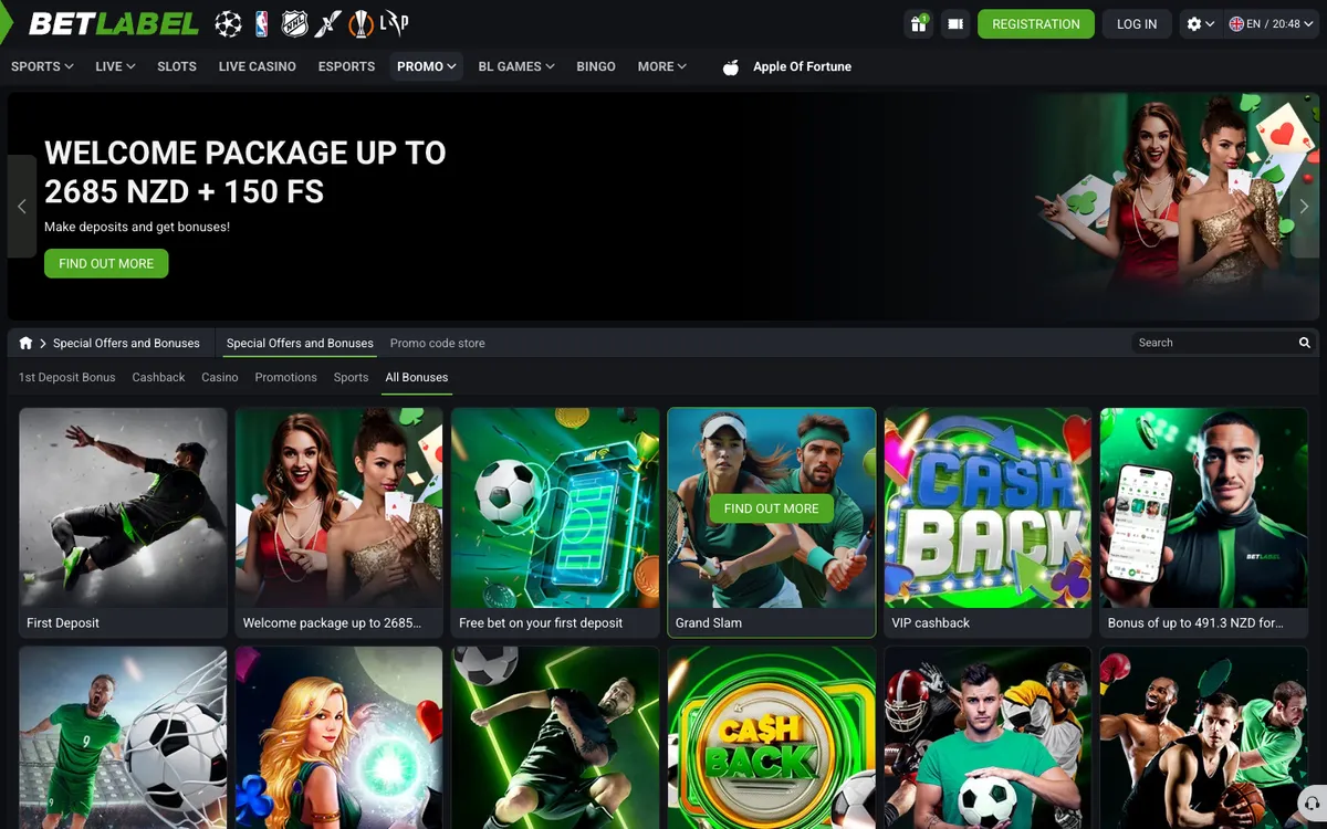 BetLabel Casino — Promotions, captured from New Zealand