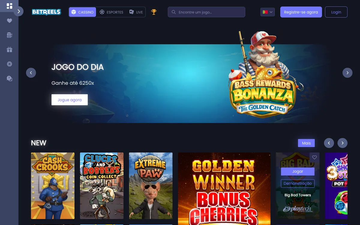 Betreels Casino — Home page, captured from Brazil