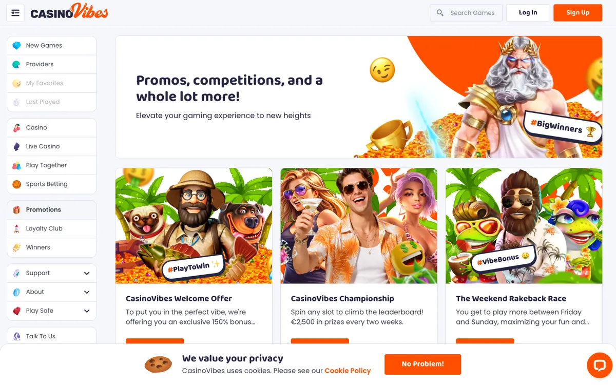 CasinoVibes — Promotions, captured from Chile