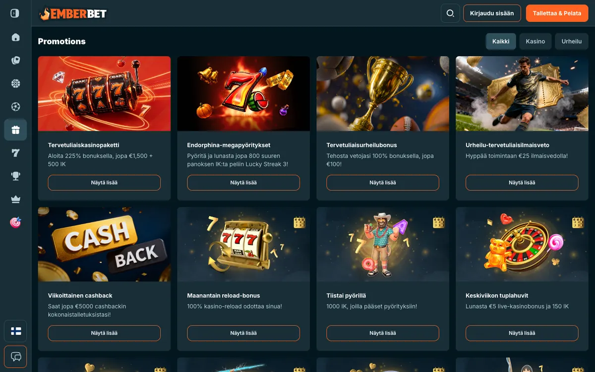 EmberBet Casino — «Акции», снято из страны Финляндия