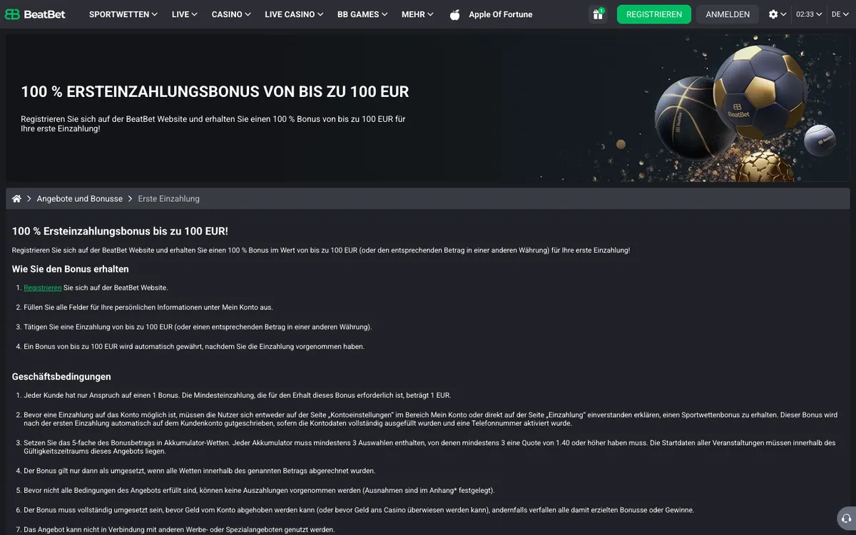 BeatBet Casino — «Регистрация», снято из страны Германия
