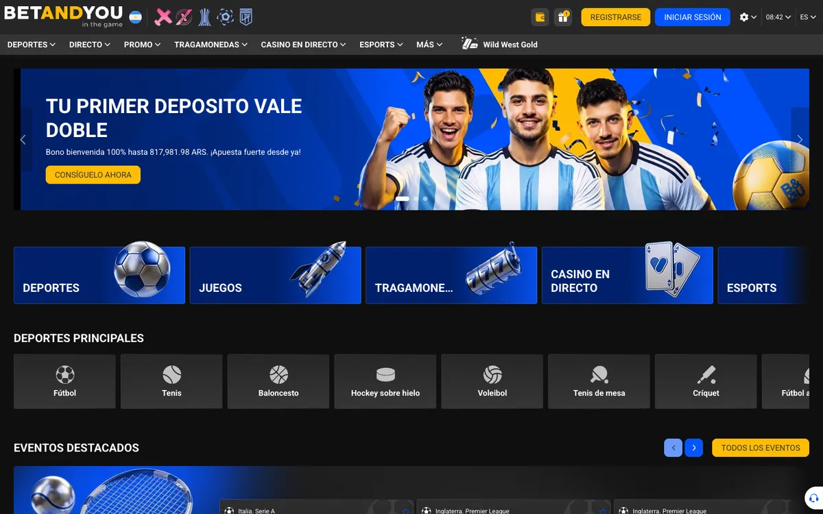 Betandyou Casino — Home page, captured from Argentina