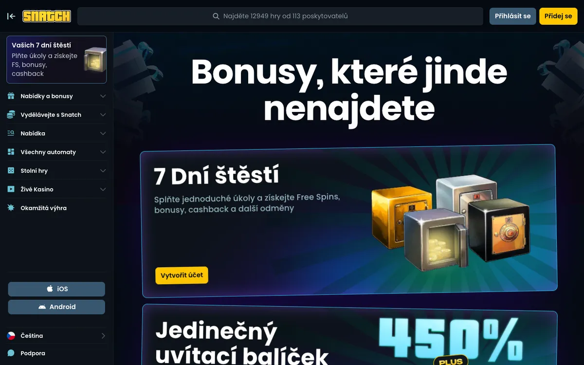 Snatch Casino — Promotions, captured from Czechia