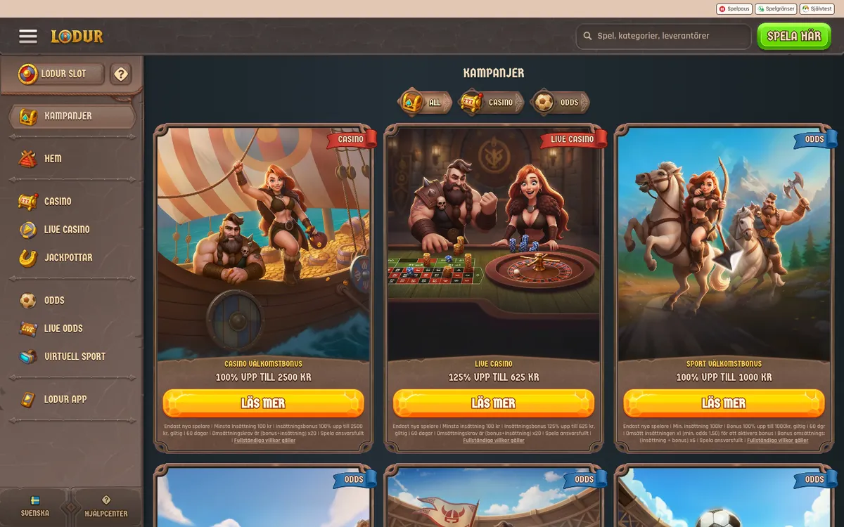 Lodur Casino — Promotions, captured from Sweden