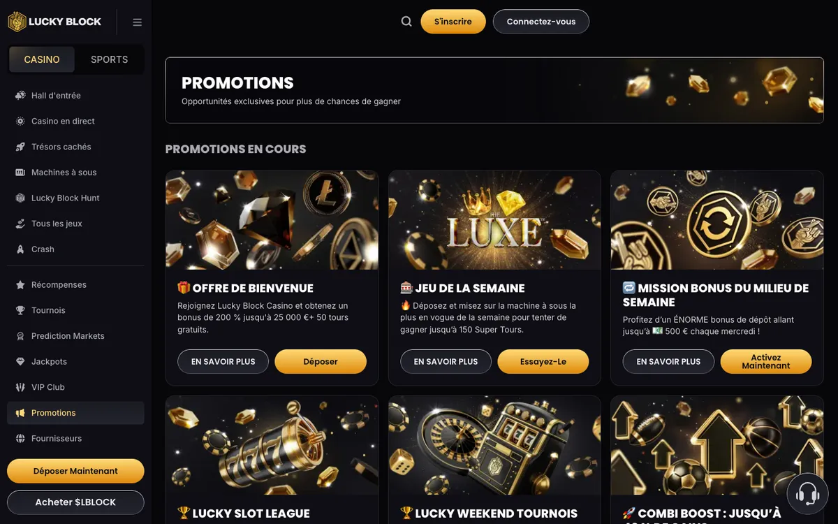 Lucky Block Casino — Promotions, captured from France