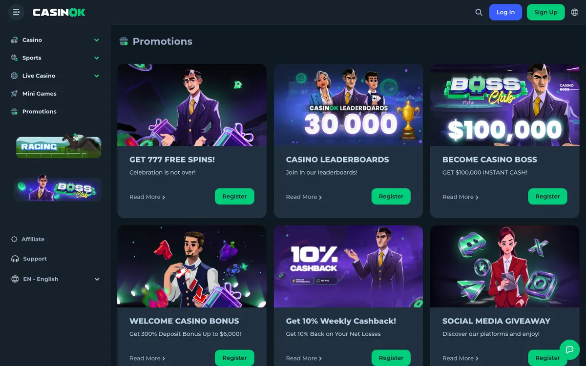 CasinOK — Promotions, captured from Belgium