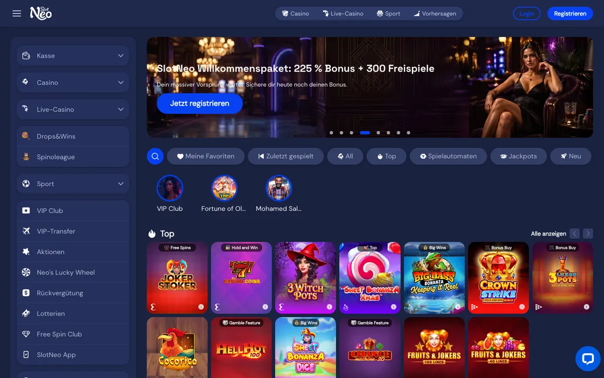 SlotNEO Casino — Payments, captured from Austria