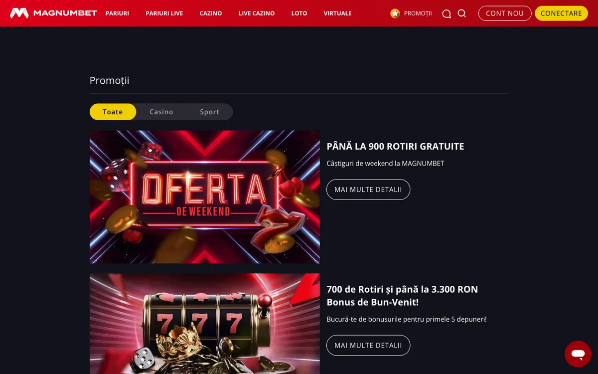 Magnumbet Casino — Promotions, captured from Romania