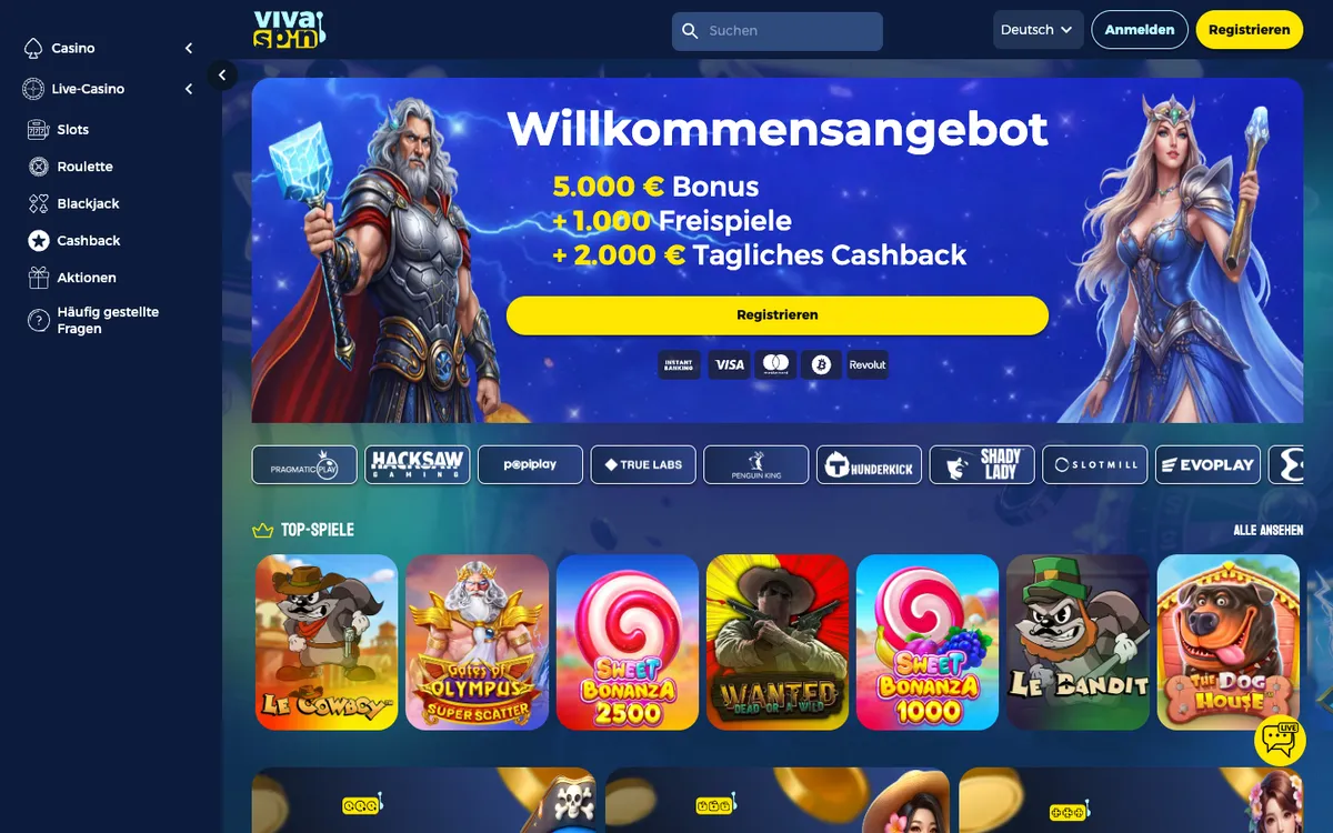 Vivaspin Casino — «Главная», снято из страны Германия