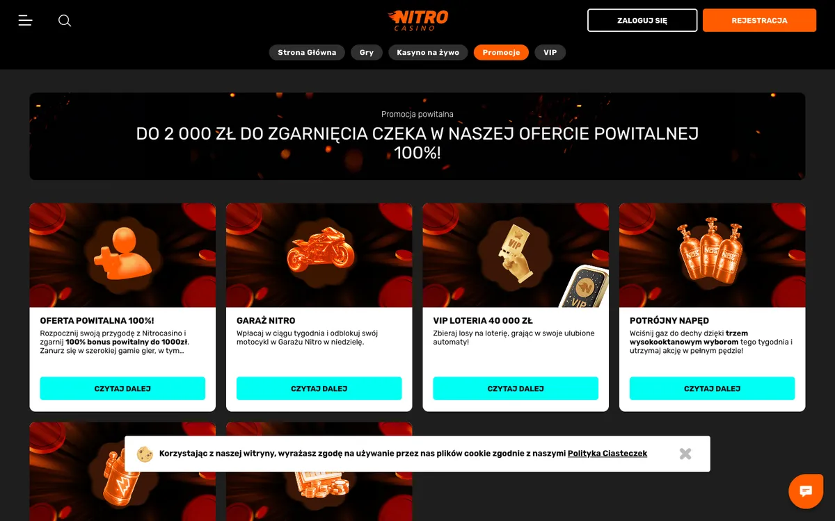 Nitro Casino — «Акции», снято из страны Польша