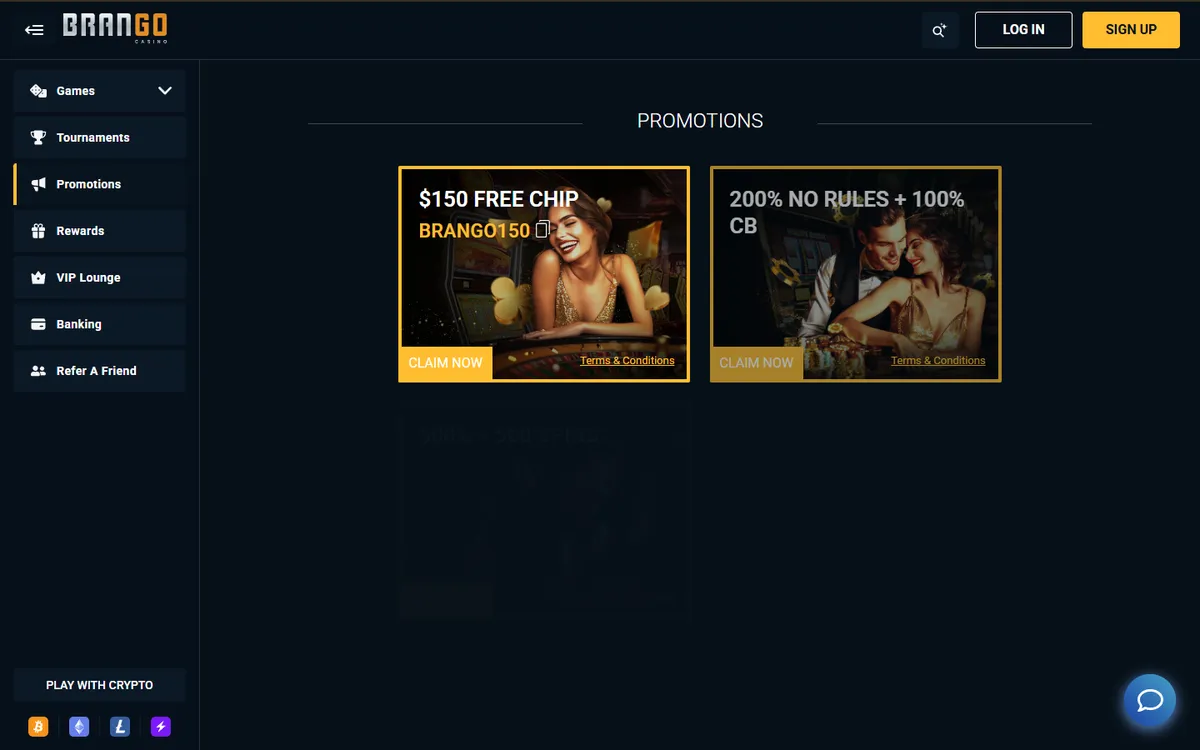 Brango Casino — Promotions, captured from Canada