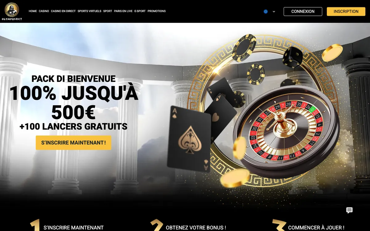 Olympusbet Casino — Home page, captured from France