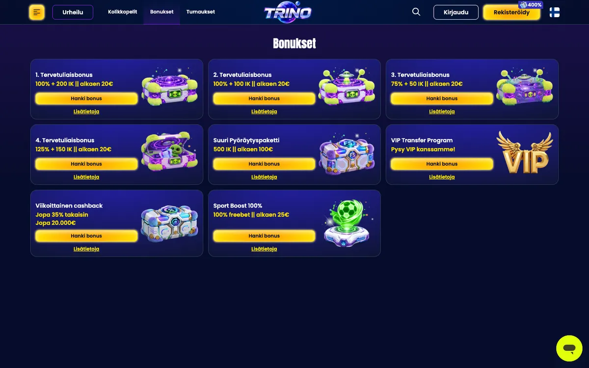 Trino Casino — Promotions, captured from Finland