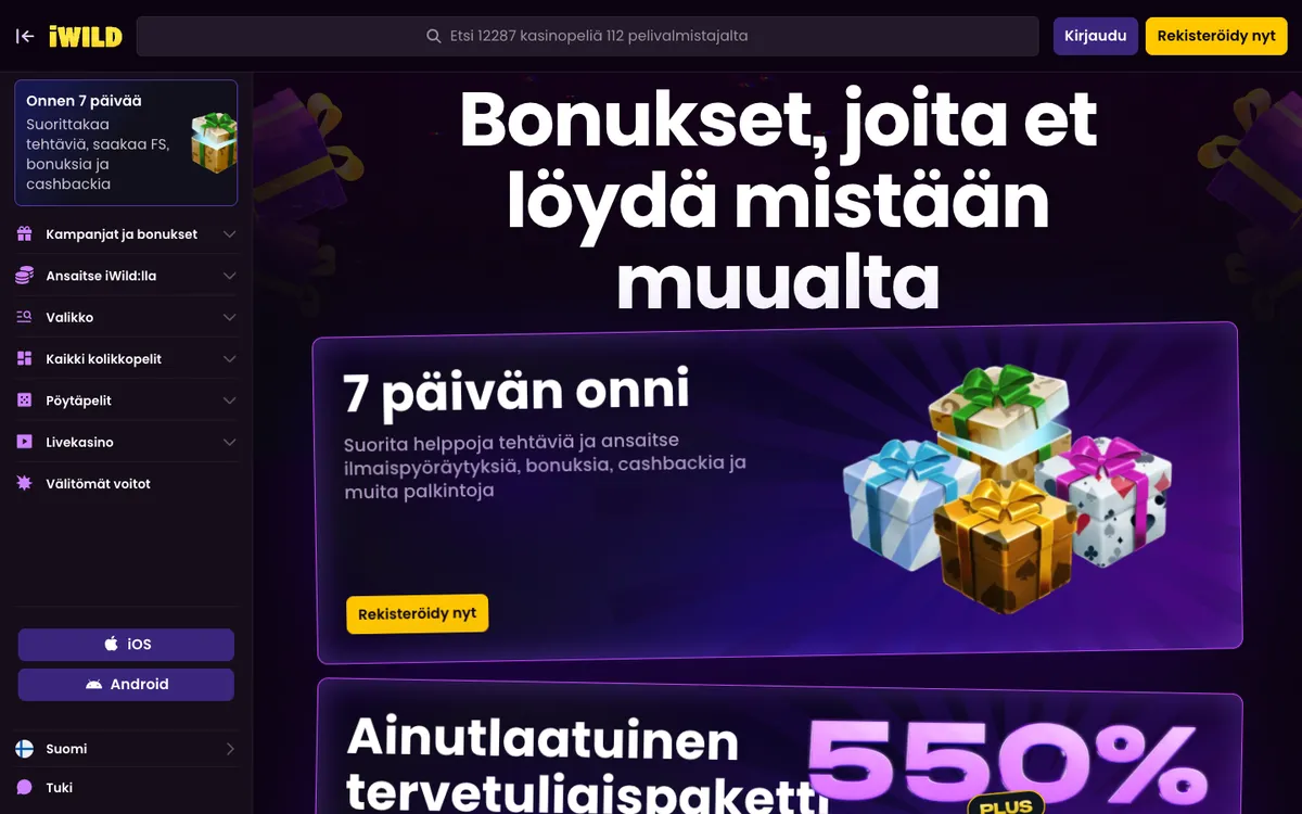iWild Casino — Promotions, captured from Finland