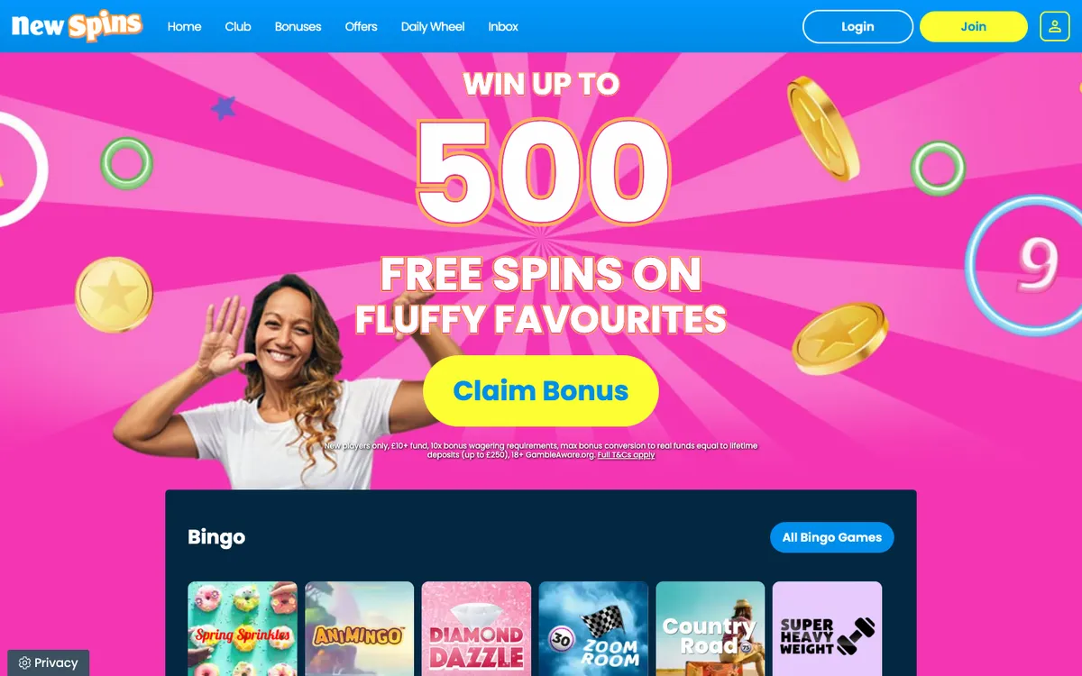 New Spins Casino — Sign-up, captured from United Kingdom