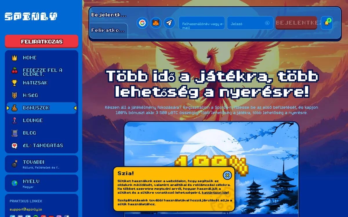Spinly Casino — «Акции», снято из страны Венгрия