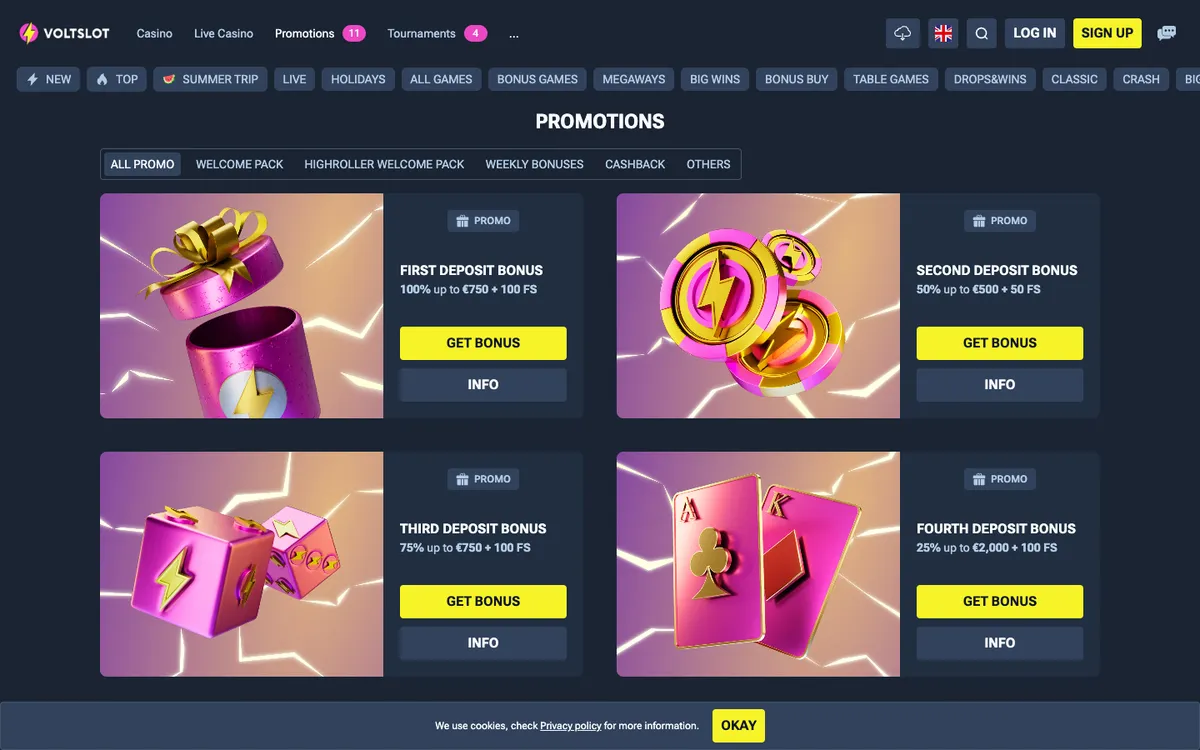 Voltslot Casino — Promotions, captured from South Africa