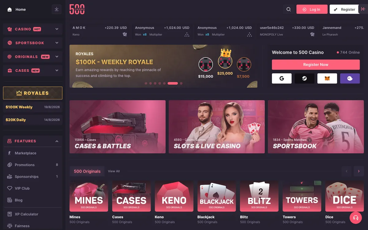 500 Casino — «Регистрация», снято из страны Нигерия