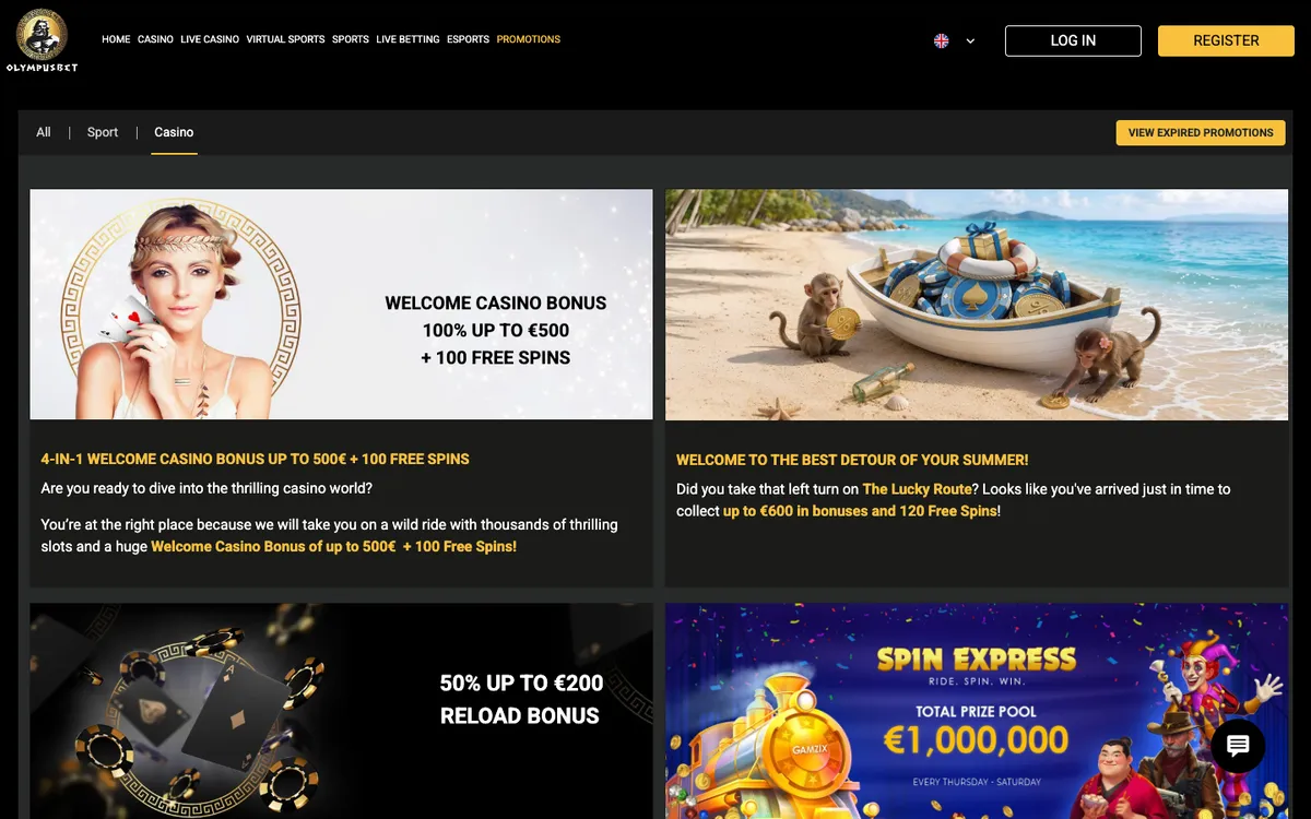 Olympusbet Casino — Promotions, captured from Australia