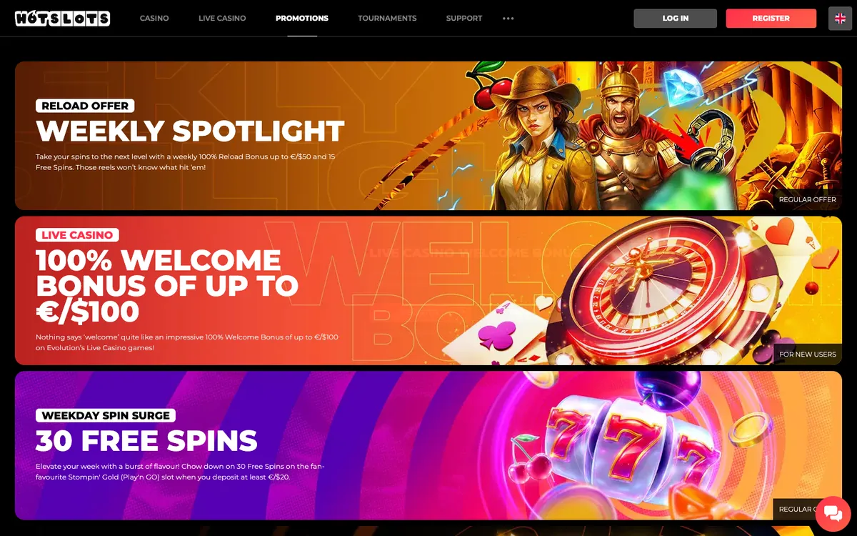 HotSlots Casino — Promotions, captured from Australia