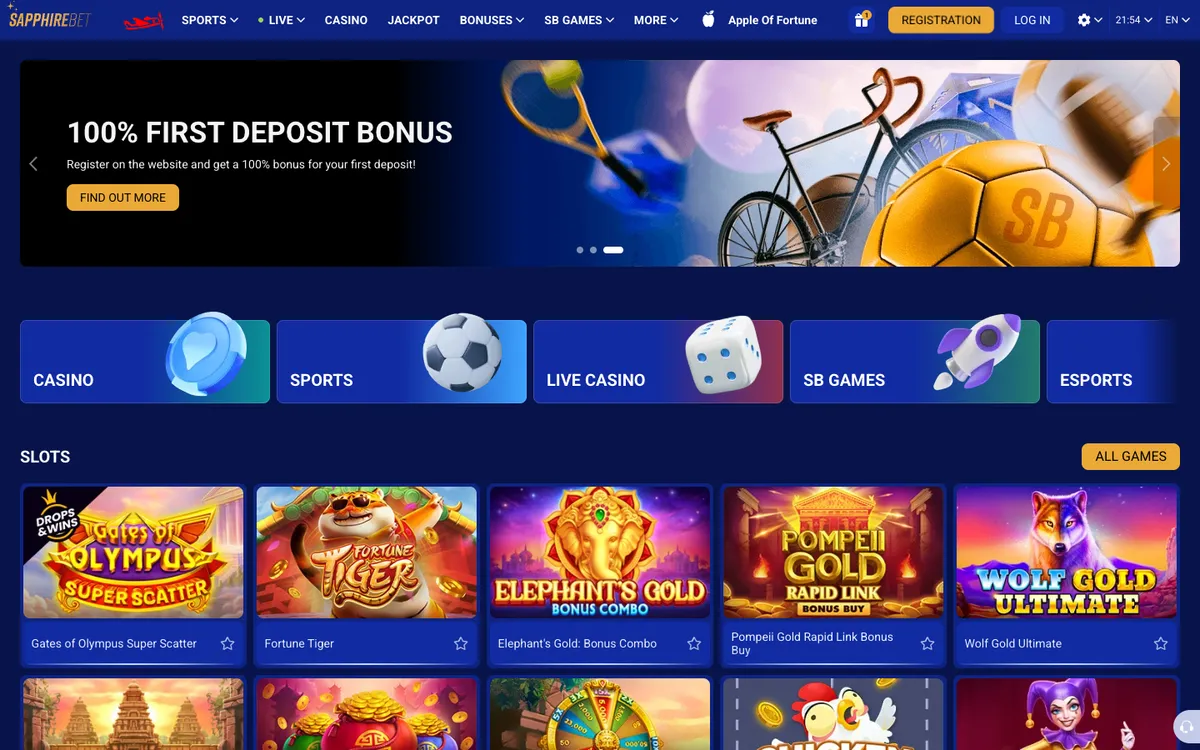 SapphireBet Casino — «Главная», снято из страны Финляндия