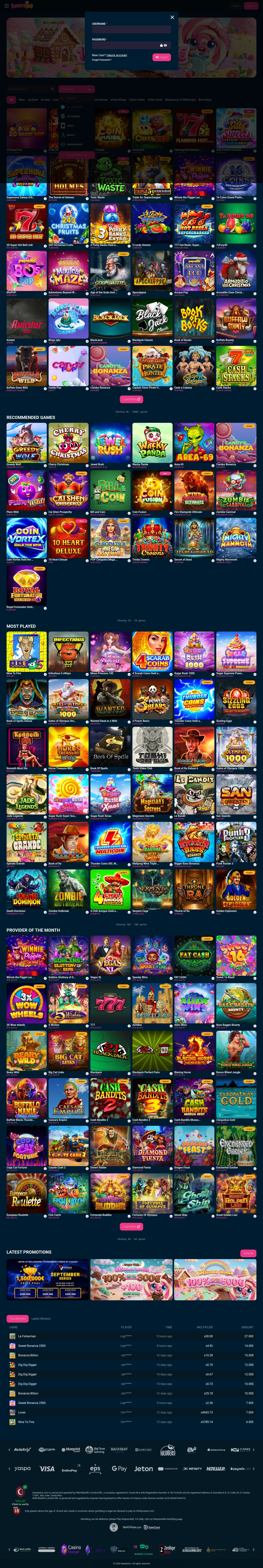 Sweetsino Casino — «Регистрация», снято из страны Канада