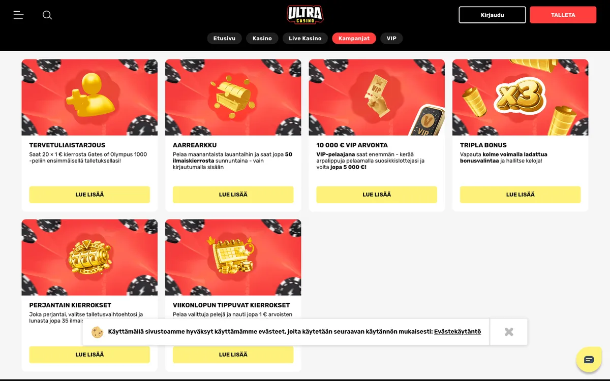 UltraCasino — «Акции», снято из страны Финляндия