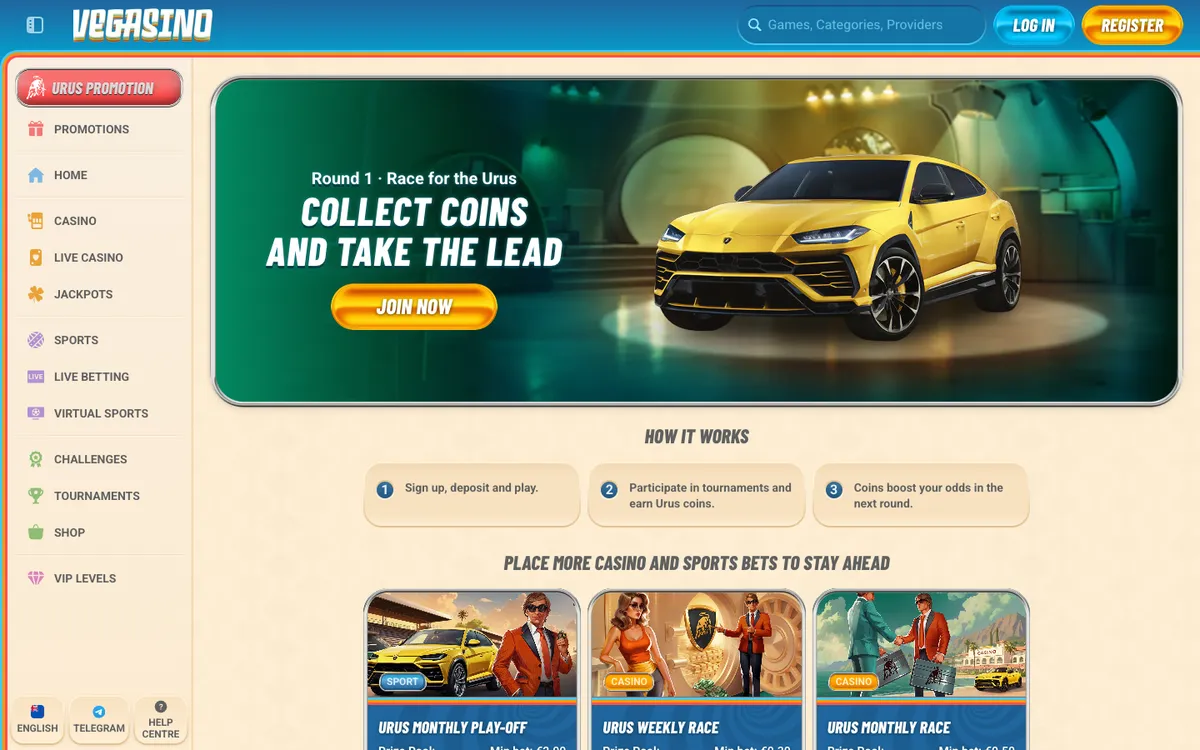 Vegasino Casino — Promotions, captured from New Zealand