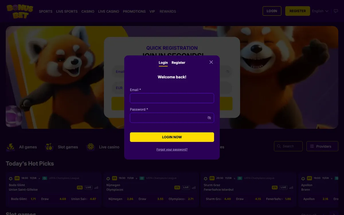BonusBet Casino — Sign-up, captured from Australia