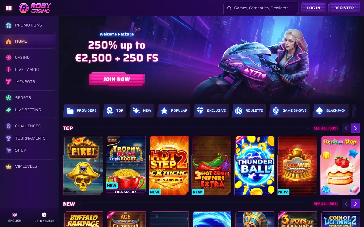 Roby Casino — «Главная», снято из страны Канада