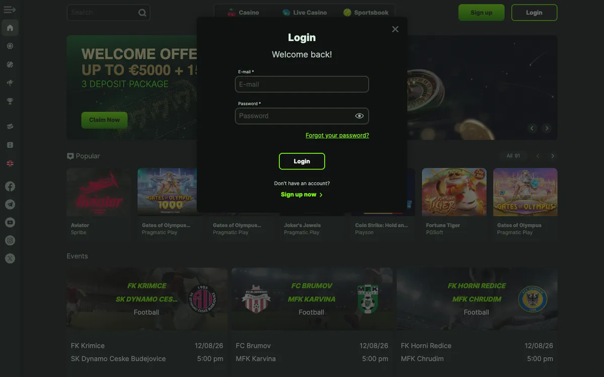 WeltBet Casino — Sign-up, captured from Poland