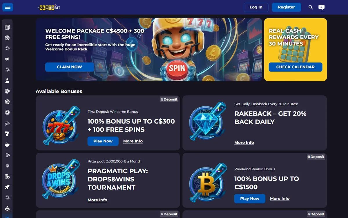 Slotobit Casino — «Акции», снято из страны Канада