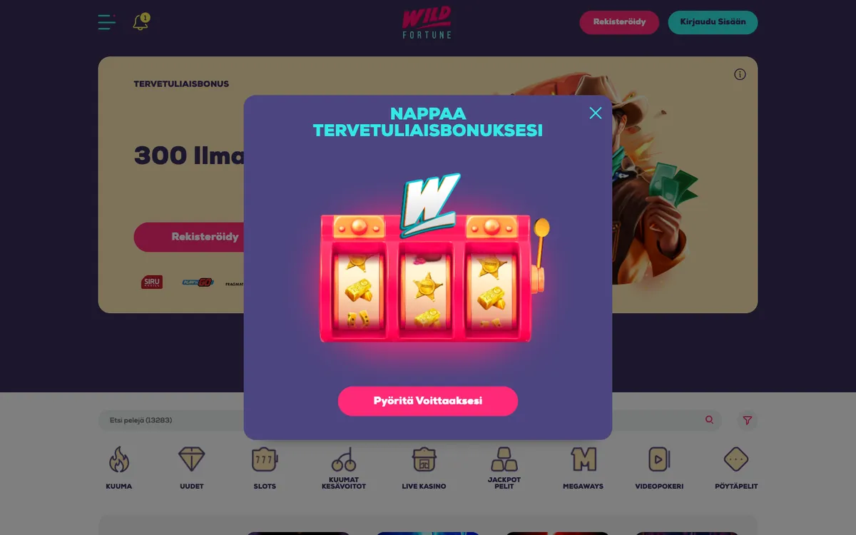Wildfortune.io Casino – «Главная», снято из страны Финляндия