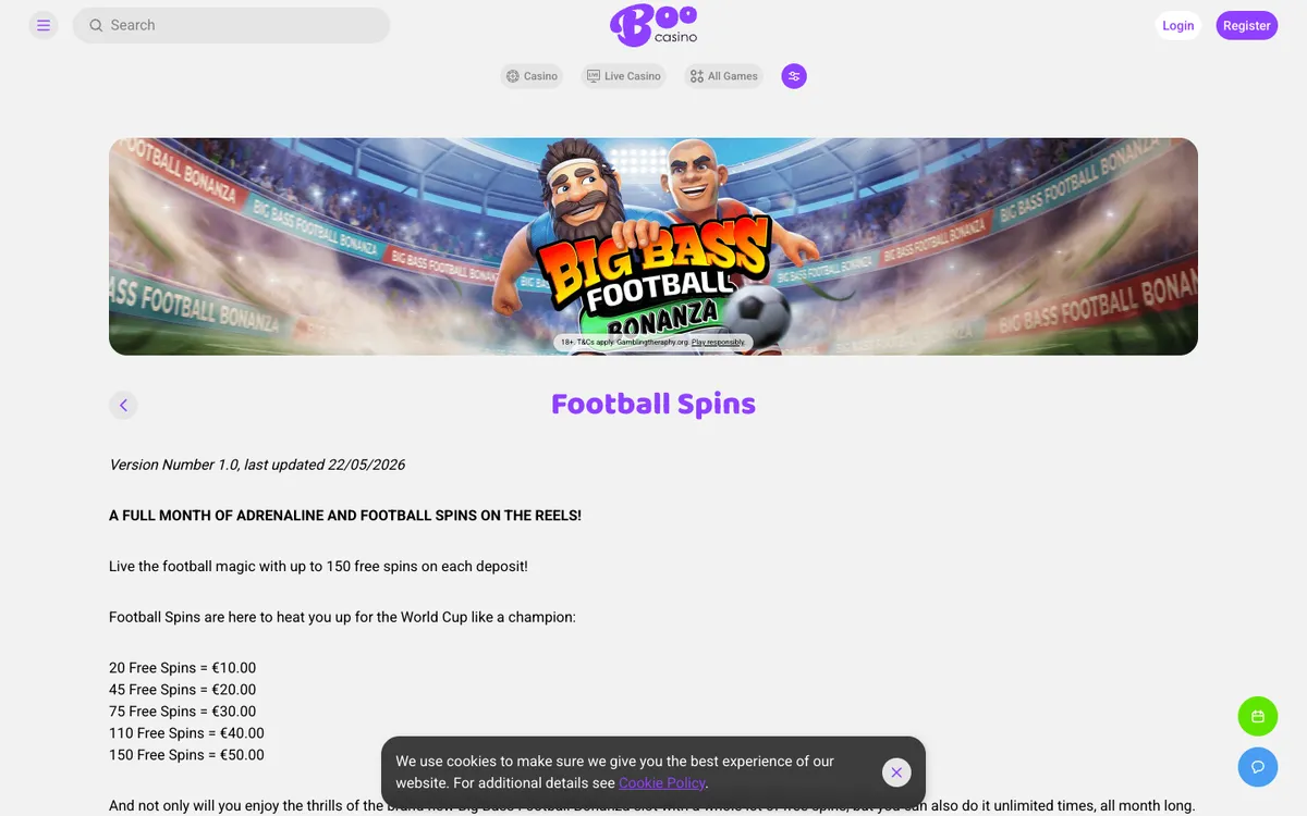 Boo Casino — «Акции», снято из страны Австрия