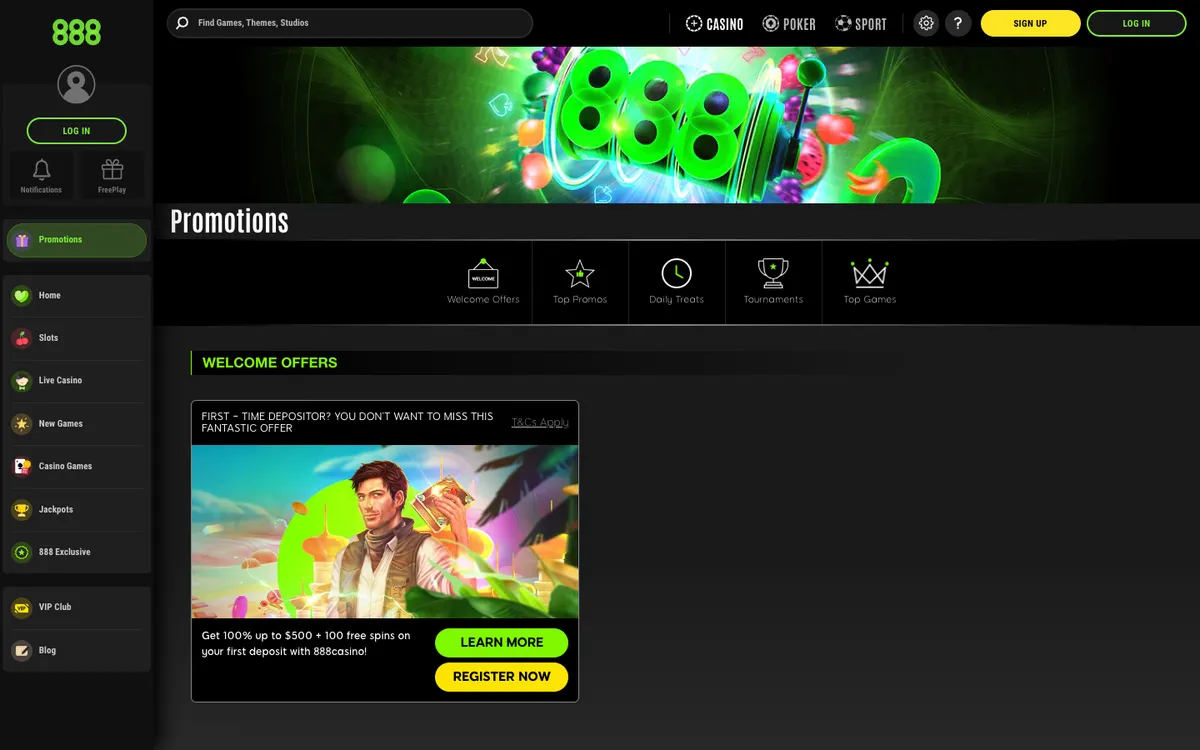 888 Casino — Promotions, captured from Brazil
