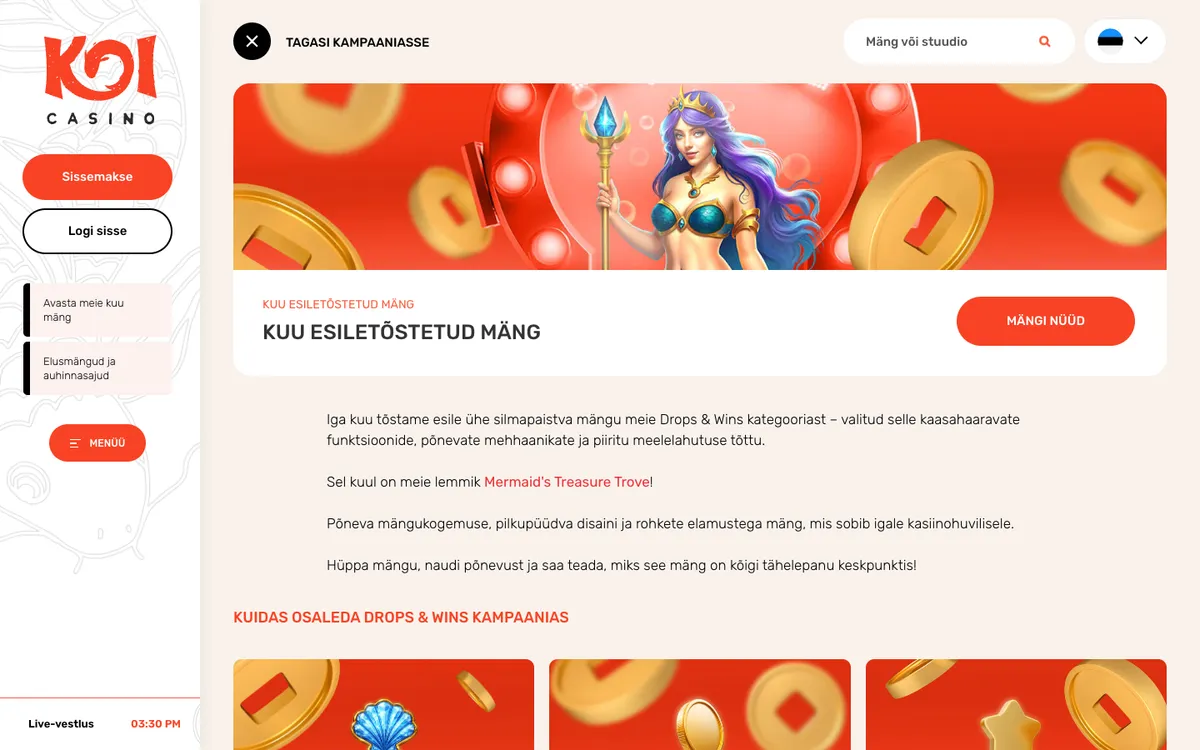 Koi Casino — Promotions, captured from Estonia
