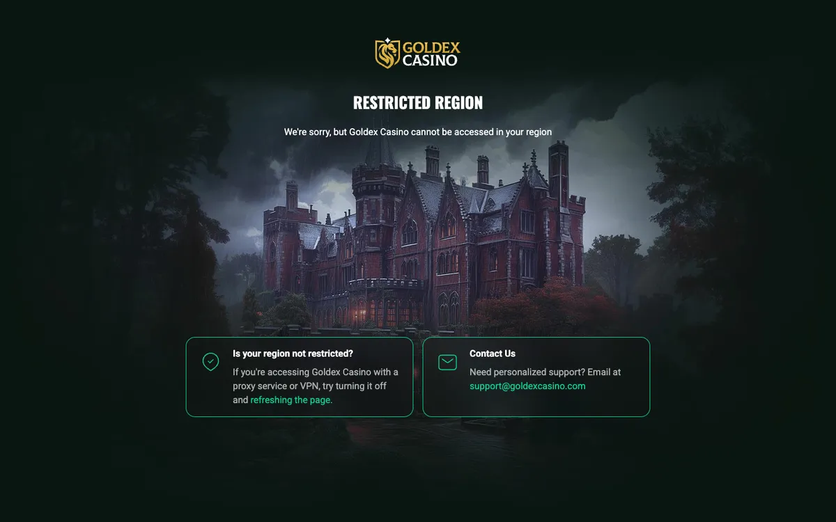 Goldex Casino — Home page, captured from France
