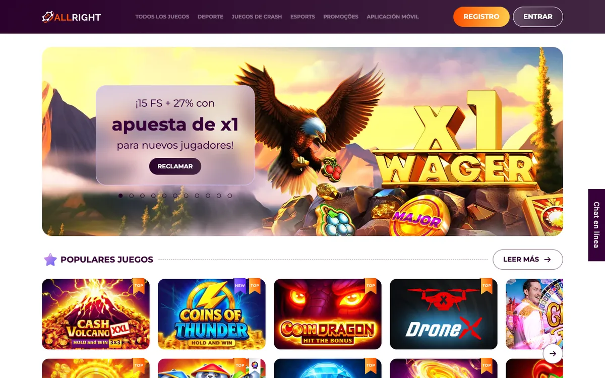 All Right Casino — Home page, captured from Peru