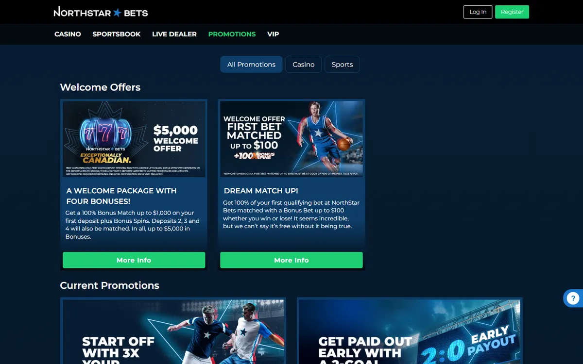 NorthStar Bets Casino — Promotions, captured from Canada