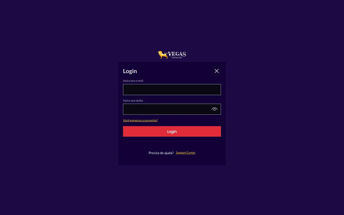 Vegas Paradise Casino — Sign-up, captured from Brazil