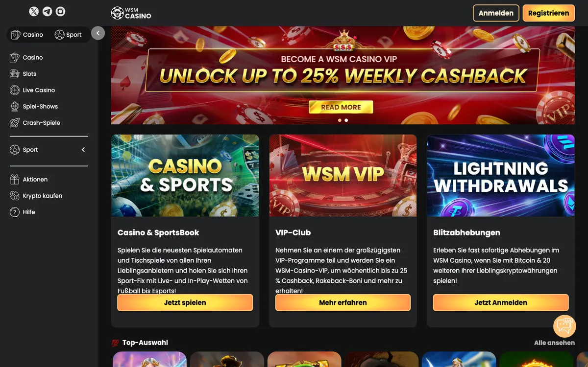 WSM Casino — «Главная», снято из страны Германия