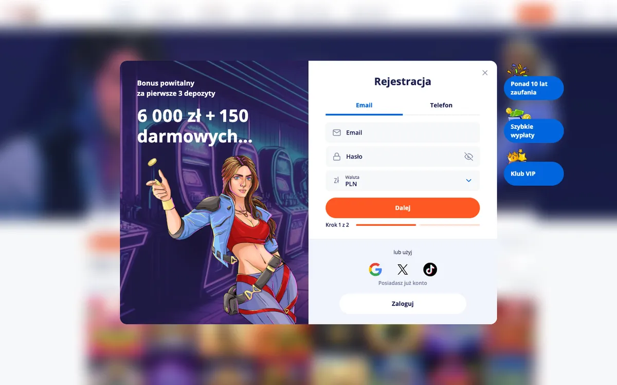 V.Vegas Casino — «Регистрация», снято из страны Польша