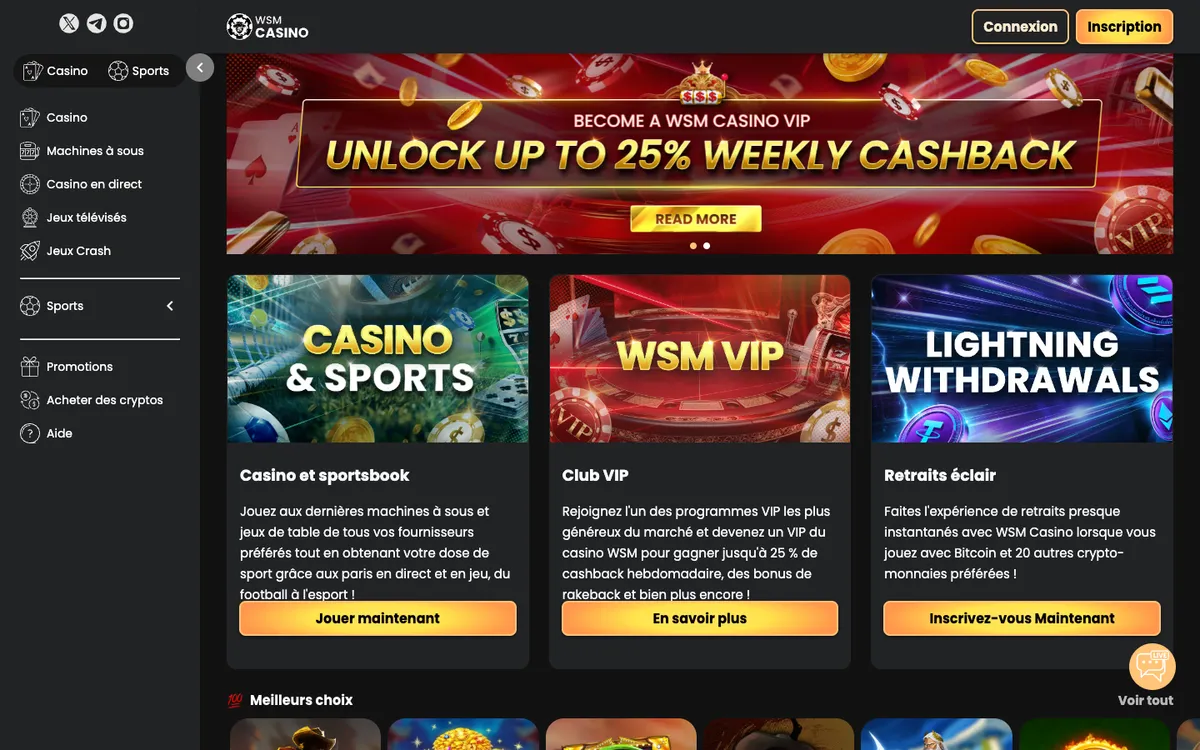WSM Casino — Home page, captured from France